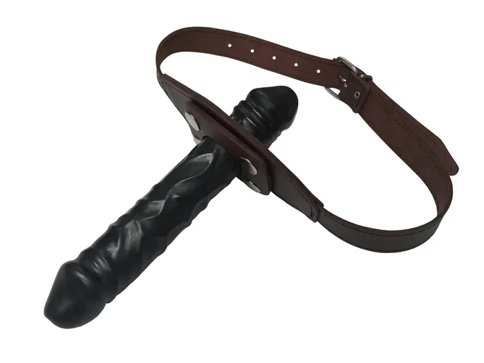 Ledermundknebel mit Latexdildo