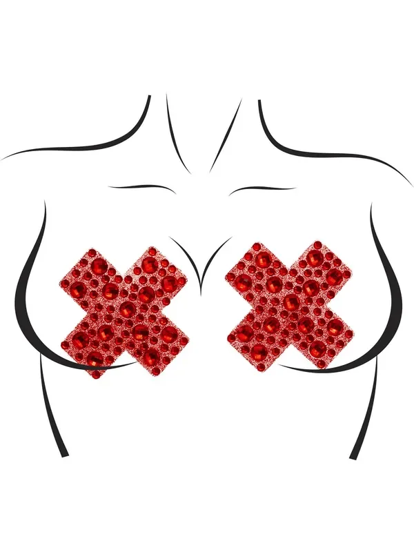 Leg Avenue – X-Factor Strass Brustwarzenabdeckungen – Rot
