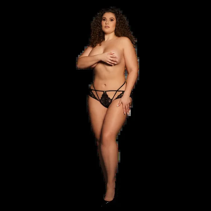 Léna – Brief with Open Crotch and Buttocks, Adjustable Sliders and Golden Details – Plus Size