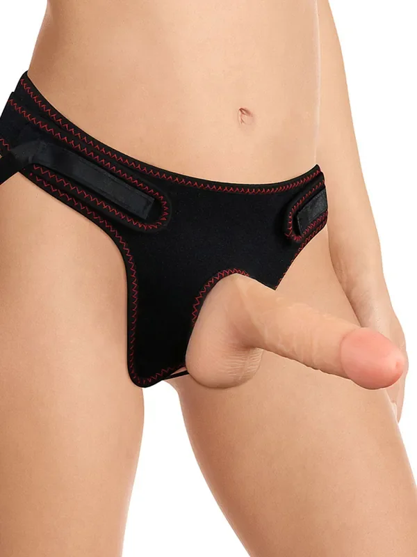LOVE TOY Easy Strap-On Set 7‘‘ Harness & Dildo mit Hoden, haut/schwarz