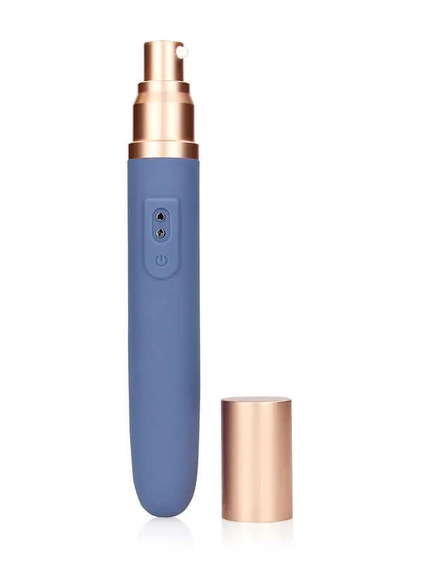 Loveline Travel Vibe with Lube Compartment Minivibrator mit Gleitgelspender, blau