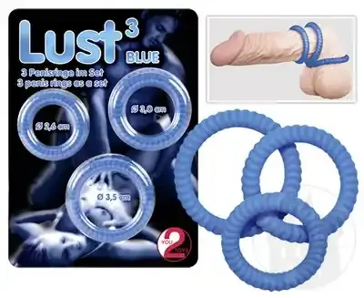 Lust – 3 Penisringe Blau