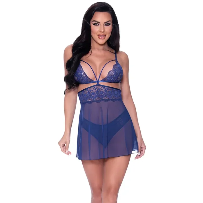 Magic Silk Exposed Blueberry Baby Doll & Höschen Set Plus Size
