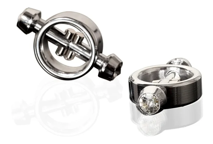 Magnetic Nipple Clamps magnetische Nippelklemmen mit Schmucksteinen Metal Wörx Silber