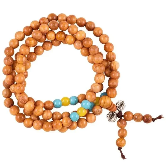 Mala – helles Holz mit Zierperle und Dorje – elastisch