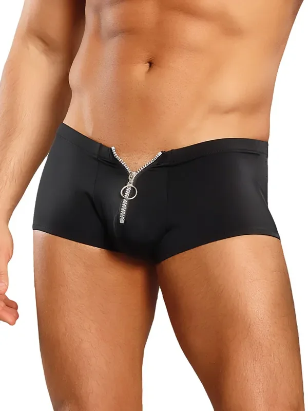 Male Power Ring & Short Zipper-Pant und Penisring, schwarz
