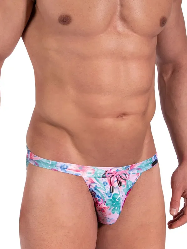 MANSTORE M2379 Beach Micro Tanga, pink flower