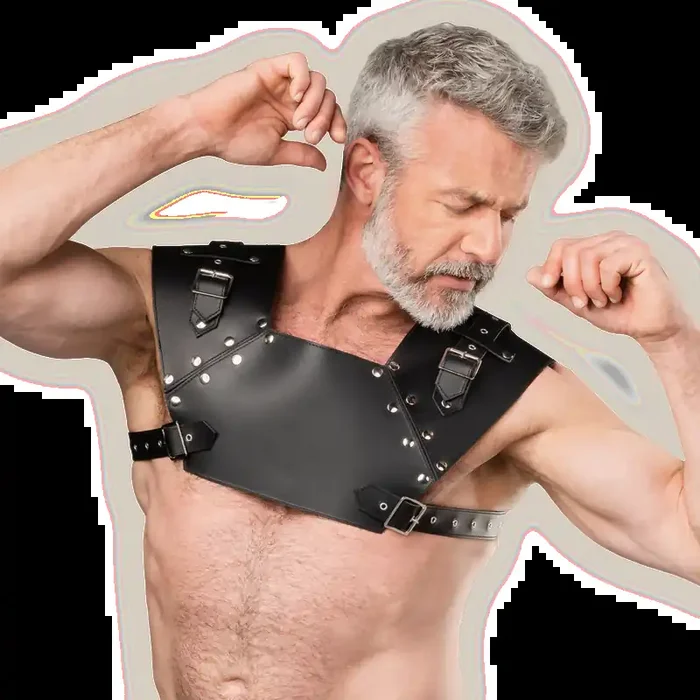 Massives Leder-Brustharness im Gladiator-Stil – Schwarz