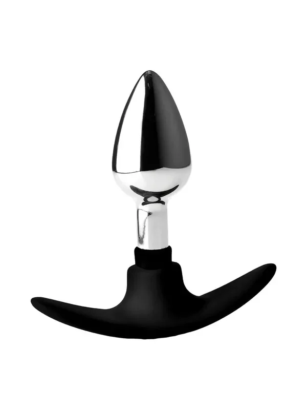 Master Series Dark Invader Metal & Silicone Analplug, silber/schwarz