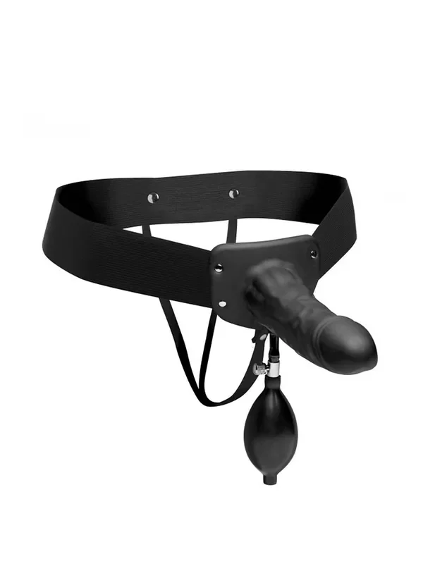 Master Series Pumper Strap-On mit Pump-Dildo (hohl), schwarz