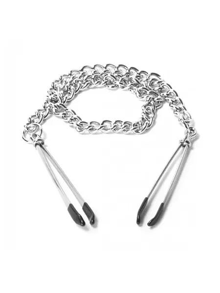Master Series Reign Tweezer Style Nipple Vice Nippelklemmen mit Kette, silber
