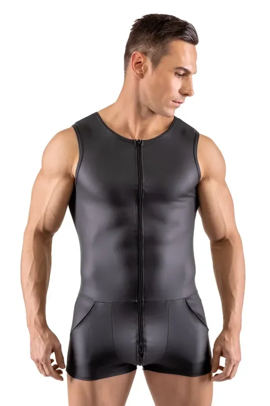 Mattlook Herren-Overall aus dehnbarem Material mit Reißverschluss und Taschen