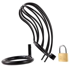 Metal Chastity Cage Grid Schwarz – 12 x 3,5 cm mit 50 mm Ring