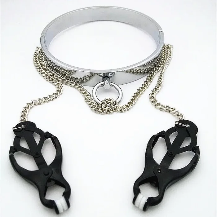 Metall Halsband mit Brustklammern