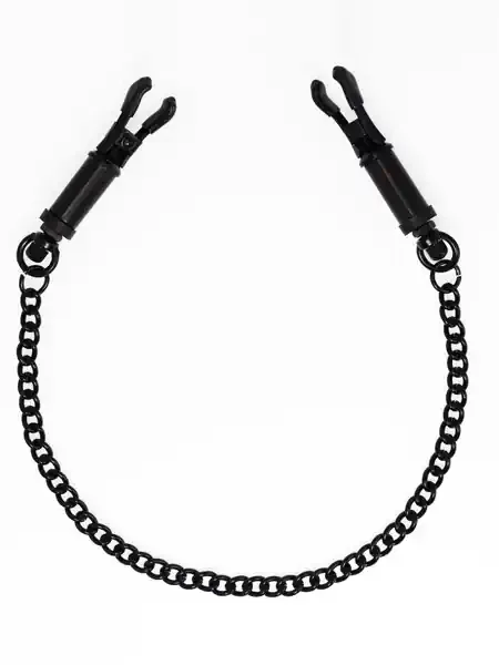 Metall-Nippelklemmen mit Kette, schwarz