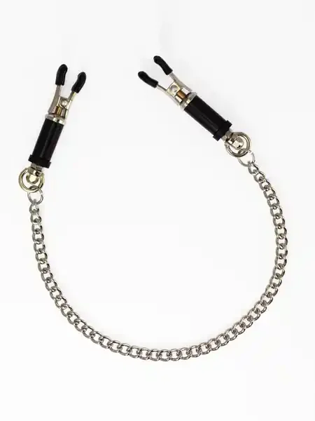 Metall-Nippelklemmen mit Kette, silber