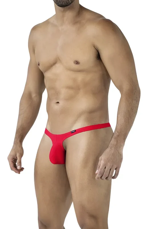 Mikro-Bulge-String aus weicher Mikrofaser – Schwarlachrot