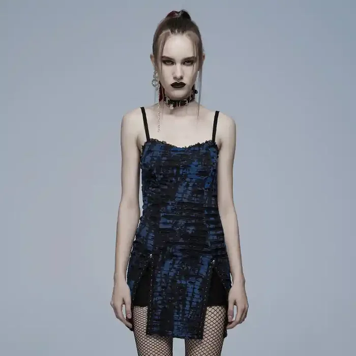 Mini-Kleid aus shredded Tie-Dye Stoff
