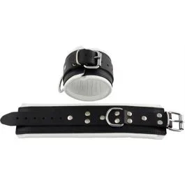 Mister B Leder Fußfesseln – Schwarz/Weiß
