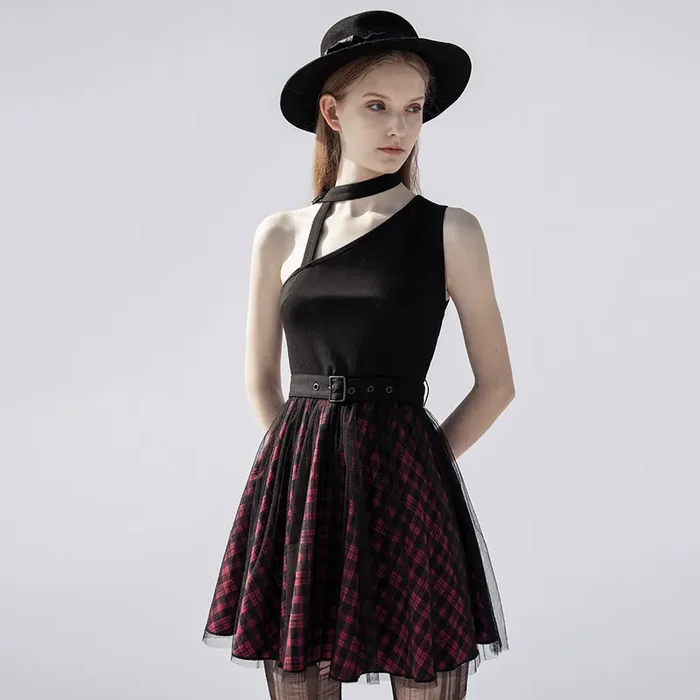 Modernes Gothic-Kleid mit One-Shoulder-Silhouette