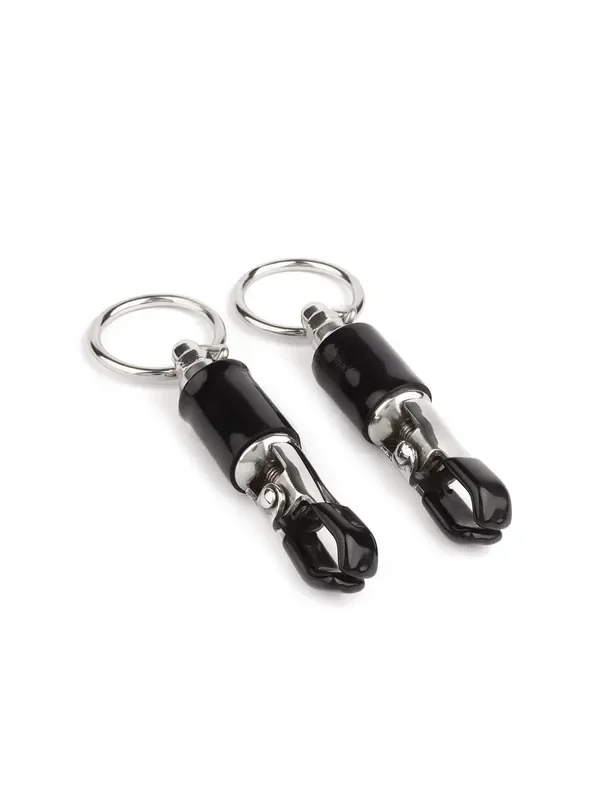Mr. Steel Barrel Tit Clamps With Ring Edelstahl-Nippelklemmen, silber/schwarz