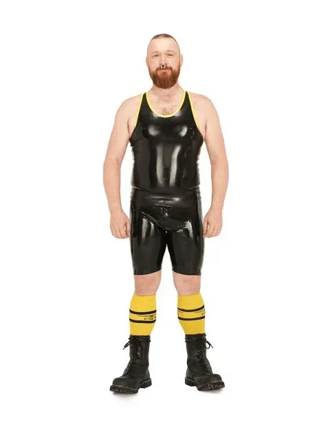 Muskelshirt aus Latex – Schwarz-Gelb