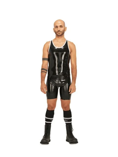 Muskelshirt aus Latex – Schwarz-Weiß
