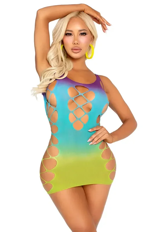 Nahtloses Ombre Netz Minikleid – Ozean