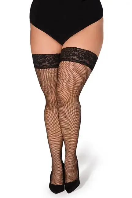 Netz-Strümpfe Christina 7/8 Xtra Size schwarz