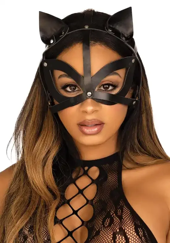 Nieten-Katzenmaske aus Kunstleder