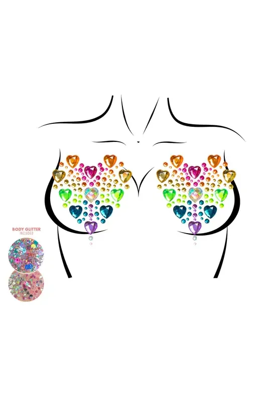 Nippel-Schmuckaufkleber Regenbogenherzchen