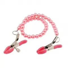 Nippelklemmen mit Perlenkette (Farbe Pink)