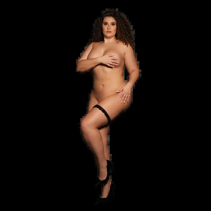 Noel – Elastic Lace Garter with Golden Details – Plus Size