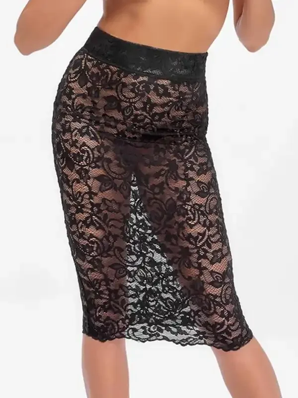 Noir Handmade F302 Spitzen-Rock, schwarz