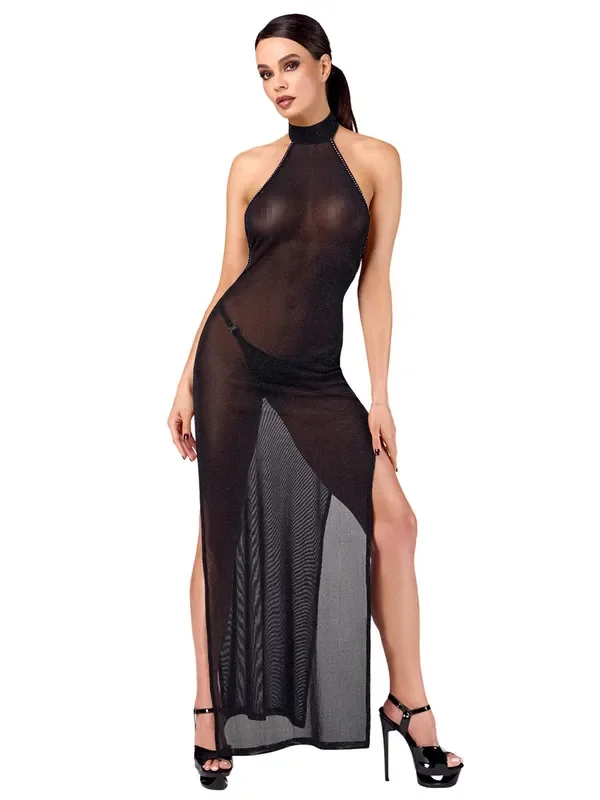 Noir Handmade F372 Netz-Abendkleid, schwarz