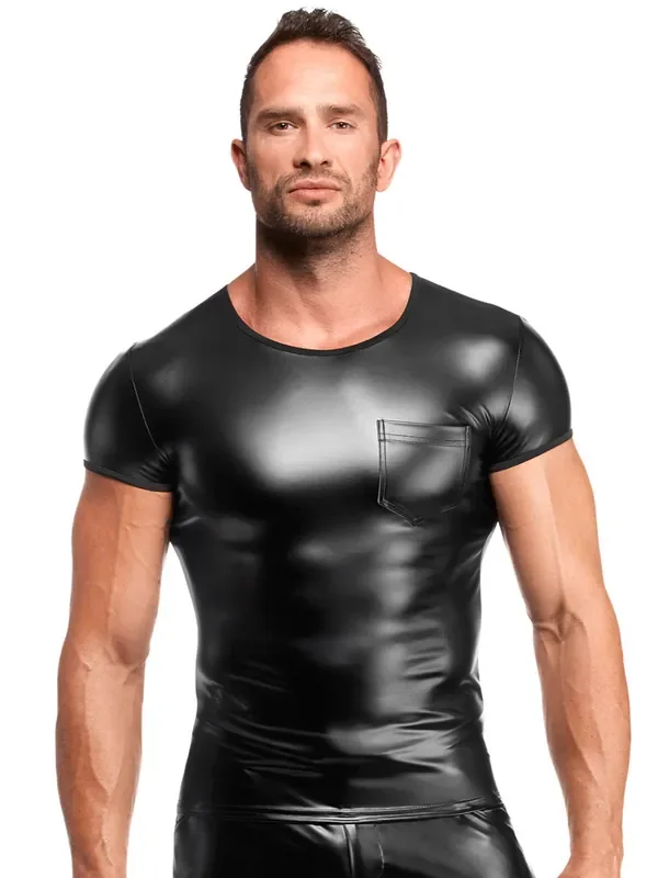Noir Handmade H084 Wetlook-Shirt, schwarz