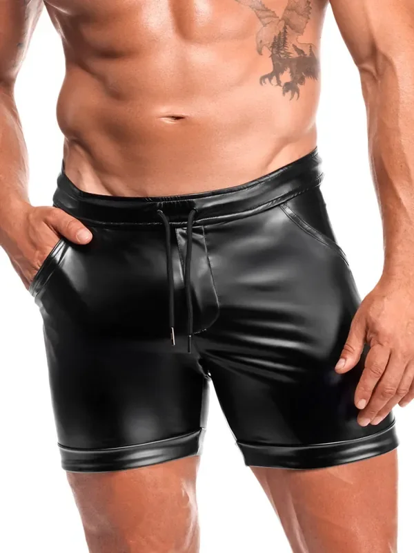 Noir Handmade H088 Wetlook-Shorts, schwarz