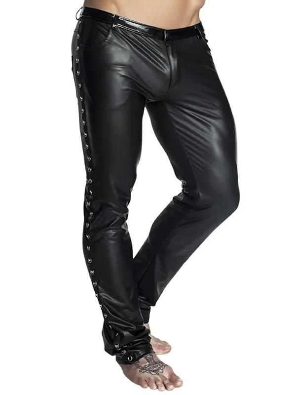 Noir Handmade Wetlook-Hose, schwarz