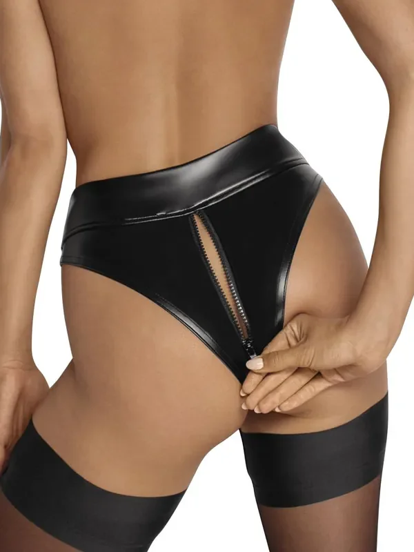 Noir Handmade Wetlook-Slip F260, schwarz