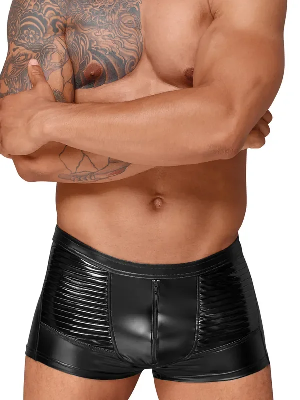 Noir Handmade Wetlook-Zippant H054, schwarz