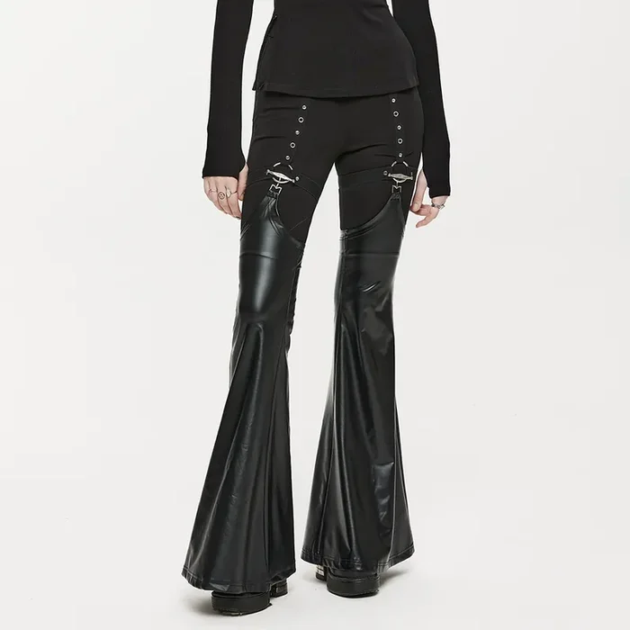 Nu-Goth Leggings mit abnehmbaren flared Faux-Leather Legwarmers