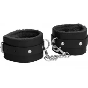 Ouch! Plush Leather Ankle Cuffs – Black