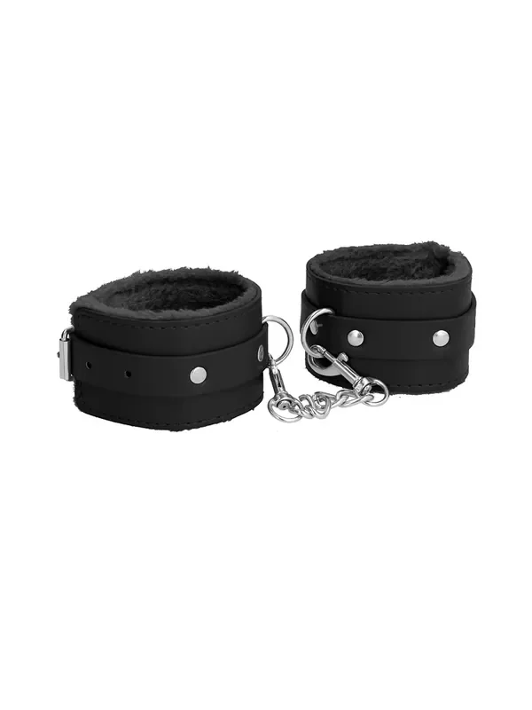 Ouch! Plush Leather Hand Cuffs Handfesseln, schwarz
