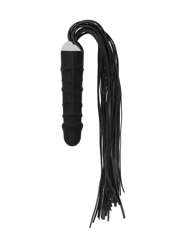 Ouch! Whip with Realistic Dildo Peitsche mit Dildogriff, schwarz