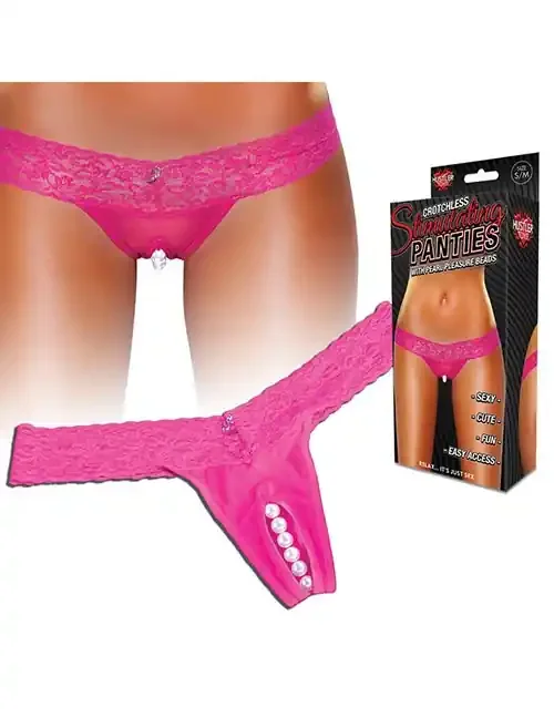 Ouvert-Panty aus Spitze mit stimulierender Perlenkette