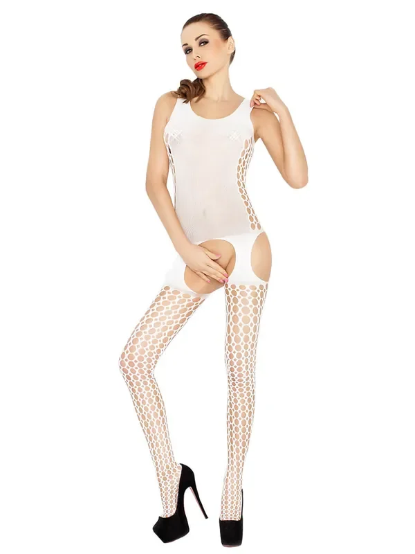 Passion BS029 Straps-Catsuit, weiß