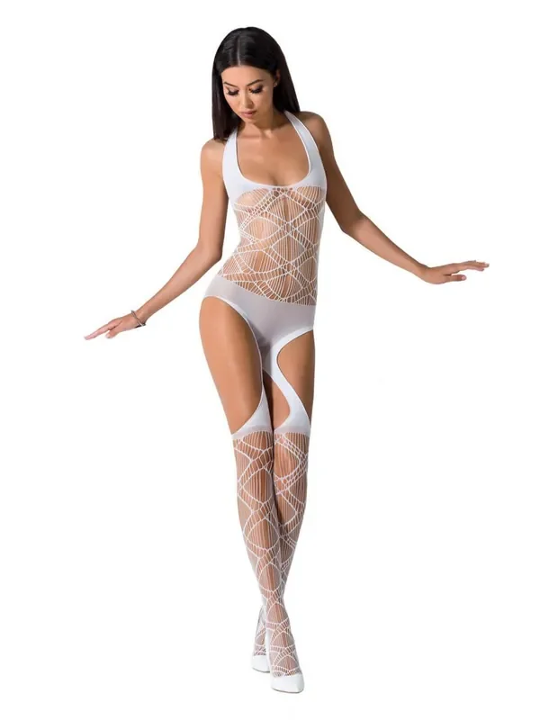 Passion BS060 Straps-Catsuit, weiß