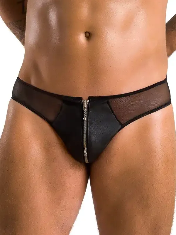 Passion MP042 Kunstleder-Netz-Zipbrief, schwarz