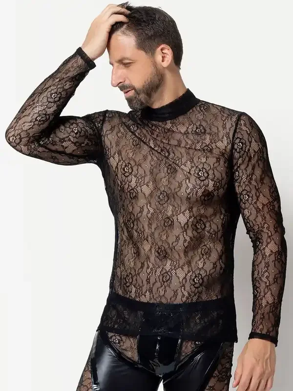 Patrice Catanzaro Valla Spitzen-Longsleeve, schwarz