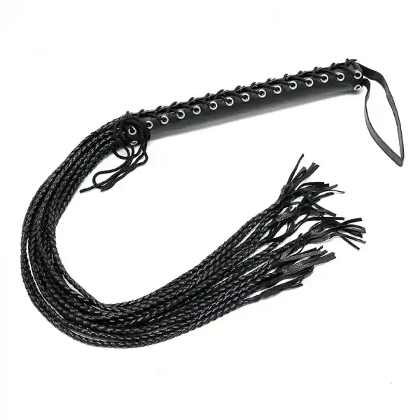 Peitsche schwarz 12 geflochtene Striemen